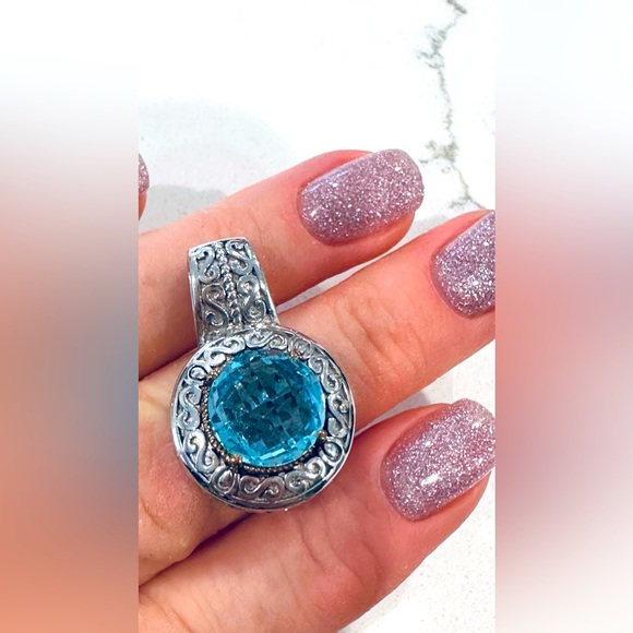 Sterling silver blue Topas pendant
